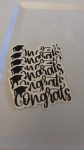 Black Glitter “Congrats” Cake Toppers with white Glitter Shading – 4” x 2.5”
